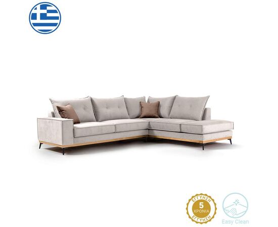 Γωνιακός καναπές αριστερή γωνία Luxury II pakoworld ύφασμα cream-mocha 290x235x95εκ - ΚΑΝΑΠΕΔΕΣ-ΣΑΛΟΝΙΑ στο Milonadakis.gr