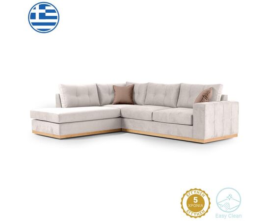 Γωνιακός καναπές δεξιά γωνία Boston pakoworld ύφασμα cream-mocha 280x225x90εκ - ΚΑΝΑΠΕΔΕΣ-ΣΑΛΟΝΙΑ στο Milonadakis.gr