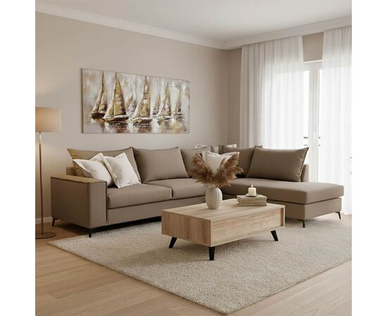 Γωνιακός καναπές αριστερή γωνία Romantic pakoworld ύφασμα mocha-cream 290x235x95εκ - ΚΑΝΑΠΕΔΕΣ-ΣΑΛΟΝΙΑ στο Milonadakis.gr