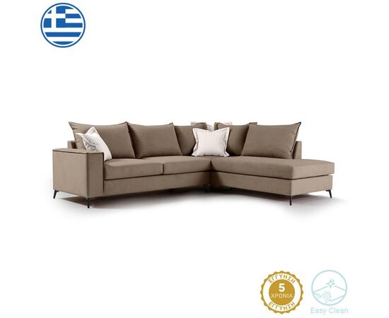 Γωνιακός καναπές αριστερή γωνία Romantic pakoworld ύφασμα mocha-cream 290x235x95εκ - ΚΑΝΑΠΕΔΕΣ-ΣΑΛΟΝΙΑ στο Milonadakis.gr