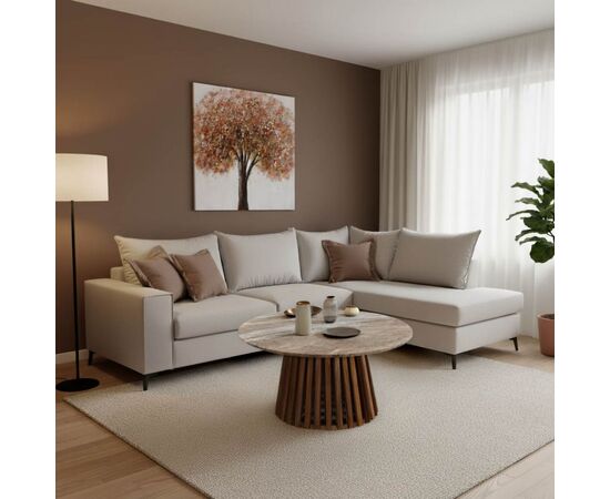 Γωνιακός καναπές αριστερή γωνία Romantic pakoworld ύφασμα cream-mocha 290x235x95εκ - ΚΑΝΑΠΕΔΕΣ-ΣΑΛΟΝΙΑ στο Milonadakis.gr