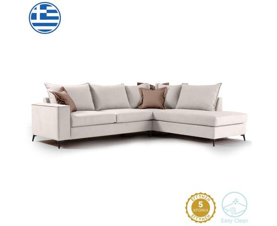 Γωνιακός καναπές αριστερή γωνία Romantic pakoworld ύφασμα cream-mocha 290x235x95εκ - ΚΑΝΑΠΕΔΕΣ-ΣΑΛΟΝΙΑ στο Milonadakis.gr