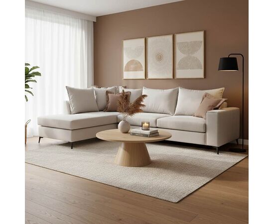 Γωνιακός καναπές δεξιά γωνία Romantic pakoworld ύφασμα cream-mocha 290x235x95εκ - ΚΑΝΑΠΕΔΕΣ-ΣΑΛΟΝΙΑ στο Milonadakis.gr