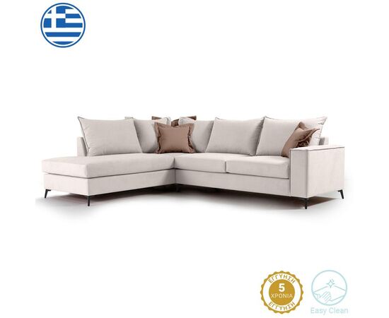 Γωνιακός καναπές δεξιά γωνία Romantic pakoworld ύφασμα cream-mocha 290x235x95εκ - ΚΑΝΑΠΕΔΕΣ-ΣΑΛΟΝΙΑ στο Milonadakis.gr