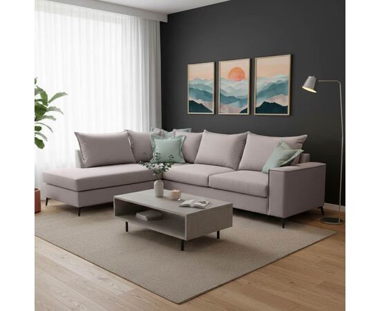 Γωνιακός καναπές δεξιά γωνία Romantic pakoworld ύφασμα elephant-ciel 290x235x95εκ - ΚΑΝΑΠΕΔΕΣ-ΣΑΛΟΝΙΑ στο Milonadakis.gr