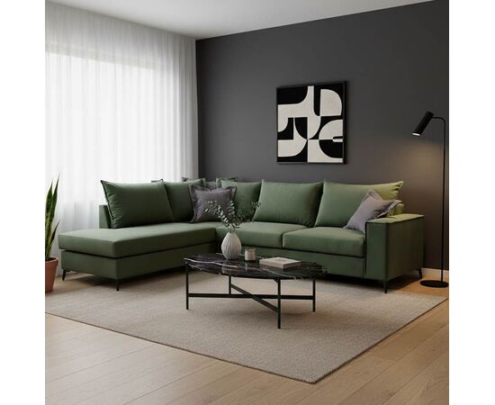 Γωνιακός καναπές δεξιά γωνία Romantic pakoworld ύφασμα κυπαρισσί-ανθρακί 290x235x95εκ - ΚΑΝΑΠΕΔΕΣ-ΣΑΛΟΝΙΑ στο Milonadakis.gr