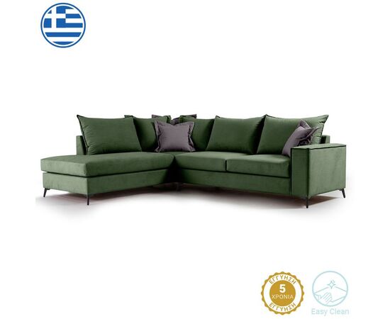 Γωνιακός καναπές δεξιά γωνία Romantic pakoworld ύφασμα κυπαρισσί-ανθρακί 290x235x95εκ - ΚΑΝΑΠΕΔΕΣ-ΣΑΛΟΝΙΑ στο Milonadakis.gr