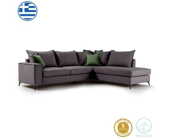 Γωνιακός καναπές αριστερή γωνία Romantic pakoworld ύφασμα ανθρακί-κυπαρισσί 290x235x95εκ - ΚΑΝΑΠΕΔΕΣ-ΣΑΛΟΝΙΑ στο Milonadakis.gr