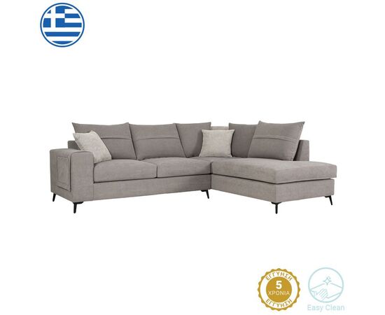Γωνιακός καναπές αριστερή γωνία Montana pakoworld γκρι ύφασμα με μαξιλάρια σε απόχρωση ανοιχτό γκρι 275x215x93εκ - ΚΑΝΑΠΕΔΕΣ-ΣΑΛΟΝΙΑ στο Milonadakis.gr