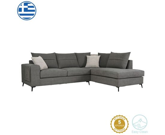 Γωνιακός καναπές αριστερή γωνία Montana pakoworld ποντικί ύφασμα με μαξιλάρια σε απόχρωση ανοιχτό γκρι 275x215x93εκ - ΚΑΝΑΠΕΔΕΣ-ΣΑΛΟΝΙΑ στο Milonadakis.gr