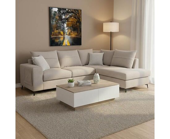 Γωνιακός καναπές αριστερή γωνία Montana pakoworld γκρι-μπεζ ύφασμα με μαξιλάρια σε απόχρωση ανοιχτό γκρι 275x215x93εκ - ΚΑΝΑΠΕΔΕΣ-ΣΑΛΟΝΙΑ στο Milonadakis.gr