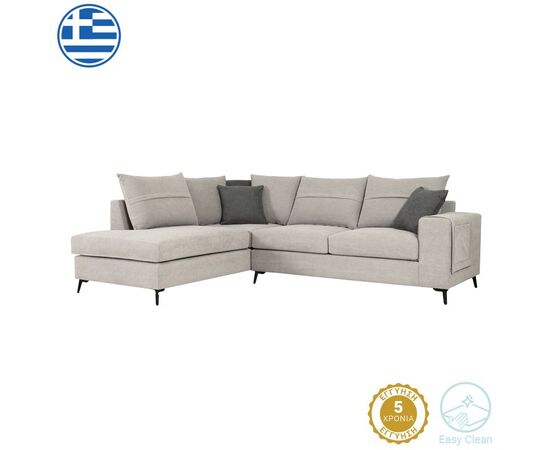 Γωνιακός καναπές δεξιά γωνία Montana pakoworld ανοιχτό γκρι ύφασμα με μαξιλάρια σε ποντικί απόχρωση 275x215x93εκ - ΚΑΝΑΠΕΔΕΣ-ΣΑΛΟΝΙΑ στο Milonadakis.gr
