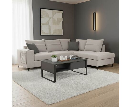 Γωνιακός καναπές αριστερά γωνία Montana pakoworld ανοιχτό γκρι ύφασμα με μαξιλάρια σε ποντικί απόχρωση 275x215x93εκ - ΚΑΝΑΠΕΔΕΣ-ΣΑΛΟΝΙΑ στο Milonadakis.gr