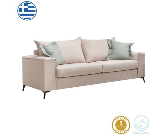 Καναπές Verona pakoworld 3θέσιος κρεμ ύφασμα με μαξιλάρια σε μέντα απόχρωση 225x93x100εκ - ΚΑΝΑΠΕΔΕΣ-ΣΑΛΟΝΙΑ στο Milonadakis.gr