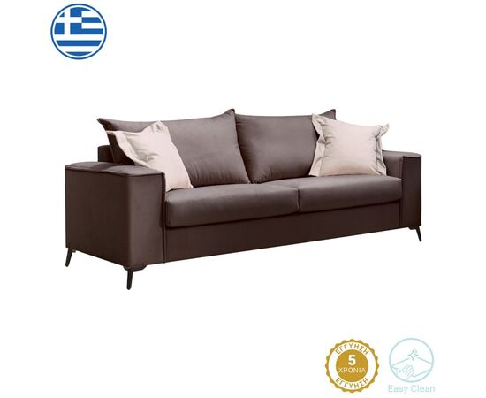 Καναπές Verona pakoworld 3θέσιος ανθρακί ύφασμα με μαξιλάρια σε μπεζ απόχρωση 225x93x100εκ - ΚΑΝΑΠΕΔΕΣ-ΣΑΛΟΝΙΑ στο Milonadakis.gr