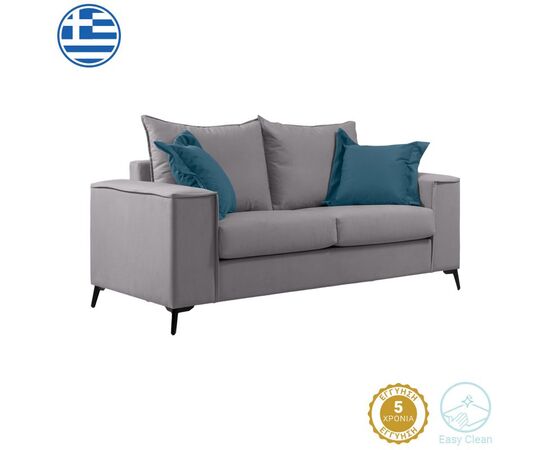 Καναπές Verona pakoworld 2θέσιος ανοιχτό γκρι ύφασμα με μαξιλάρια σε μπλε απόχρωση 173x93x100εκ - ΚΑΝΑΠΕΔΕΣ-ΣΑΛΟΝΙΑ στο Milonadakis.gr