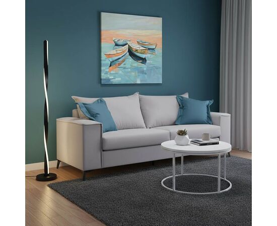 Καναπές Verona pakoworld 3θέσιος ανοιχτό γκρι ύφασμα με μαξιλάρια σε μπλε απόχρωση 225x93x100εκ - ΚΑΝΑΠΕΔΕΣ-ΣΑΛΟΝΙΑ στο Milonadakis.gr