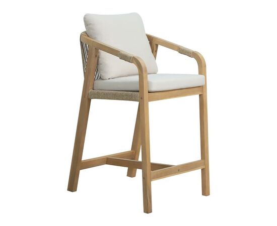 Σκαμπό μπαρ Luciana pakoworld μασίφ ξύλο ακακίας-μπεζ ύφασμα 68x55x97.5εκ - ΣΚΑΜΠΩ στο Milonadakis.gr