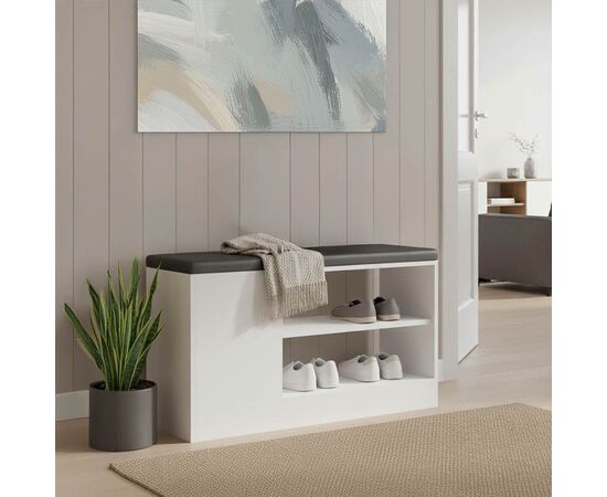 Παπουτσοθήκη-σκαμπό Deboule pakoworld 8 ζευγών σε λευκή-μαύρη απόχρωση 90x30x46εκ - ΕΠΙΠΛΑ ΕΙΣΟΔΟΥ στο Milonadakis.gr