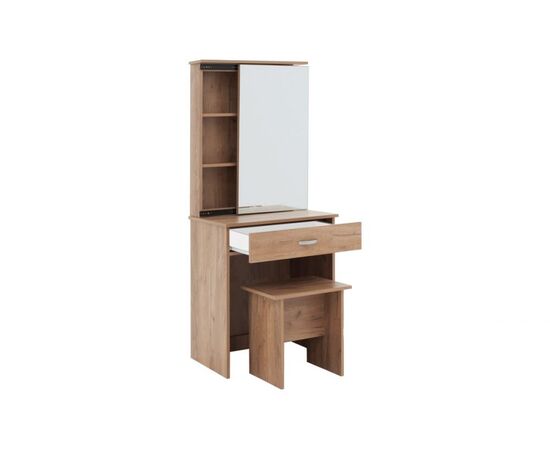 Τουαλέτα κρεβατοκάμαρας Zelia  pakoworld με καθρέπτη και σκαμπό χρώμα oak 60x40.5x151εκ - ΣΥΡΤΑΡΙΕΡΕΣ - ΤΟΥΑΛΕΤΕΣ στο Milonadakis.gr