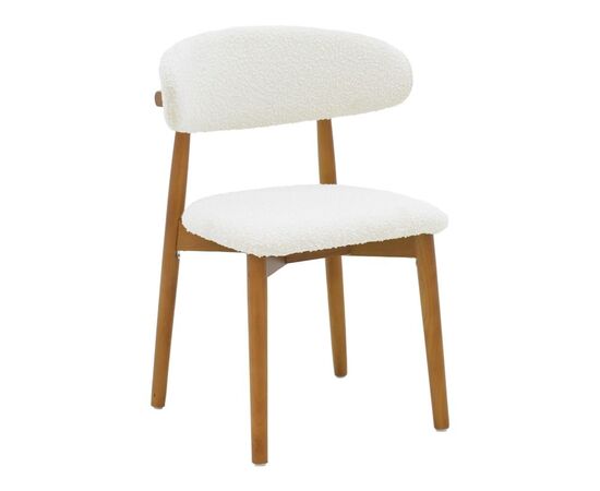 Καρέκλα Ubene pakoworld rubberwood σε καρυδί-μπουκλέ ύφασμα σε λευκή απόχρωση 51x56x79εκ - ΚΑΡΕΚΛΕΣ - ΠΟΛΥΘΡΟΝΕΣ ΕΣ. στο Milonadakis.gr