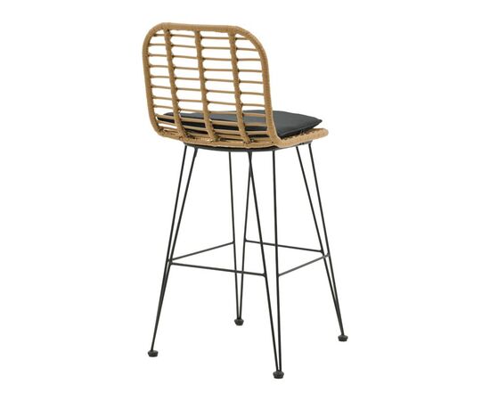 Σκαμπό μπαρ Naoki pakoworld με μαξιλάρι pe φυσικό-μέταλλο μαύρο πόδι 46x56x110εκ - ΣΚΑΜΠΩ στο Milonadakis.gr