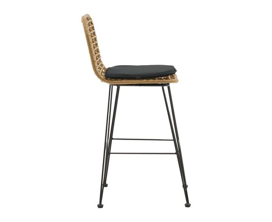 Σκαμπό μπαρ Naoki pakoworld με μαξιλάρι pe φυσικό-μέταλλο μαύρο πόδι 46x56x110εκ - ΣΚΑΜΠΩ στο Milonadakis.gr