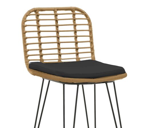 Σκαμπό μπαρ Naoki pakoworld με μαξιλάρι pe φυσικό-μέταλλο μαύρο πόδι 46x56x110εκ - ΣΚΑΜΠΩ στο Milonadakis.gr