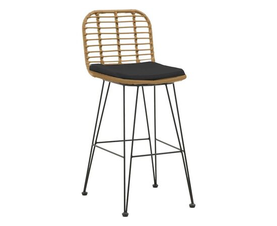 Σκαμπό μπαρ Naoki pakoworld με μαξιλάρι pe φυσικό-μέταλλο μαύρο πόδι 46x56x110εκ - ΣΚΑΜΠΩ στο Milonadakis.gr