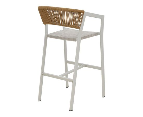 Σκαμπό μπαρ αλουμινίου Phoenix pakoworld στοιβαζόμενo λευκός σκελετός-textilene φυσικό rattan 53x58x103εκ - ΣΚΑΜΠΩ στο Milonadakis.gr