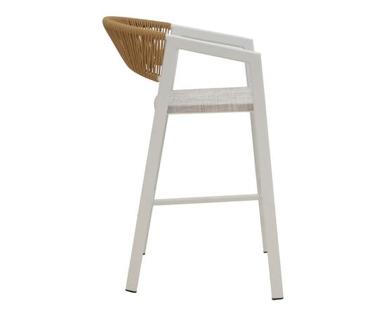 Σκαμπό μπαρ αλουμινίου Phoenix pakoworld στοιβαζόμενo λευκός σκελετός-textilene φυσικό rattan 53x58x103εκ - ΣΚΑΜΠΩ στο Milonadakis.gr