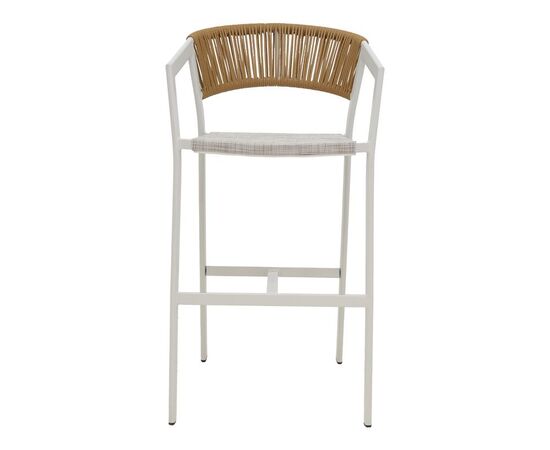Σκαμπό μπαρ αλουμινίου Phoenix pakoworld στοιβαζόμενo λευκός σκελετός-textilene φυσικό rattan 53x58x103εκ - ΣΚΑΜΠΩ στο Milonadakis.gr