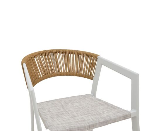 Σκαμπό μπαρ αλουμινίου Phoenix pakoworld στοιβαζόμενo λευκός σκελετός-textilene φυσικό rattan 53x58x103εκ - ΣΚΑΜΠΩ στο Milonadakis.gr