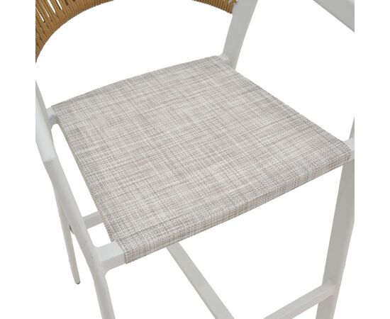 Σκαμπό μπαρ αλουμινίου Phoenix pakoworld στοιβαζόμενo λευκός σκελετός-textilene φυσικό rattan 53x58x103εκ - ΣΚΑΜΠΩ στο Milonadakis.gr
