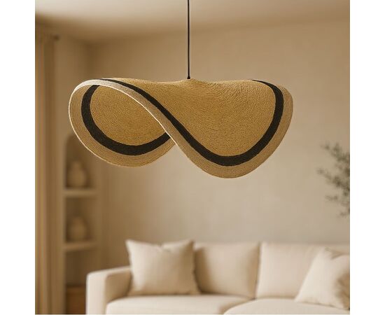 Φωτιστικό οροφής Hatchie Inart φυσικό-μαύρο-λευκό ψάθα-μέταλλο Φ70x123εκ - ΦΩΤΙΣΤΙΚΑ ΟΡΟΦΗΣ στο Milonadakis.gr