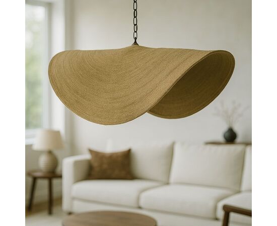 Φωτιστικό οροφής Klark Inart φυσικό ψάθα-μέταλλο Φ120x144εκ - ΦΩΤΙΣΤΙΚΑ ΟΡΟΦΗΣ στο Milonadakis.gr