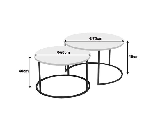 Τραπέζι σαλονιού Solme pakoworld σετ 2τεμ κρεμ-πόδι μαύρο μέταλλο - ΤΡΑΠΕΖΑΚΙΑ ΣΑΛΟΝΙΟΥ στο Milonadakis.gr