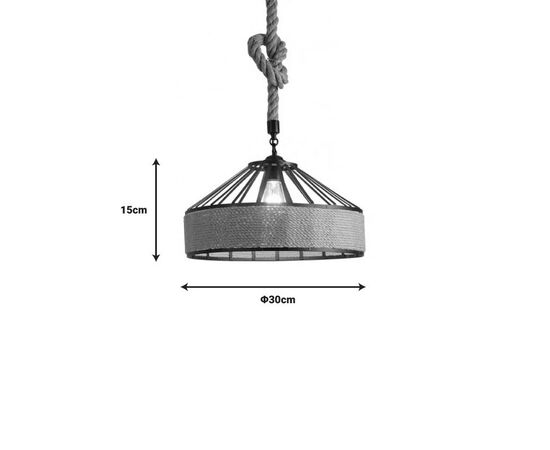 Φωτιστικό οροφής Pormode pakoworld μαύρο μέταλλο-φυσικό σχοινί Φ30x15εκ - ΦΩΤΙΣΤΙΚΑ ΟΡΟΦΗΣ στο Milonadakis.gr