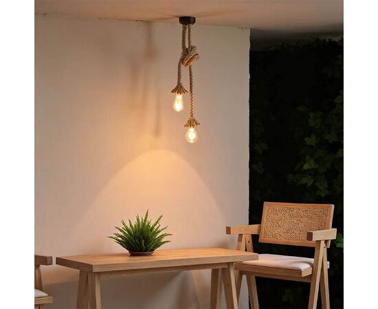 Φωτιστικό οροφής δίφωτο Ropily Ι pakoworld φυσικό μέταλλο-σχοινί Φ2x100εκ - ΦΩΤΙΣΤΙΚΑ ΟΡΟΦΗΣ στο Milonadakis.gr