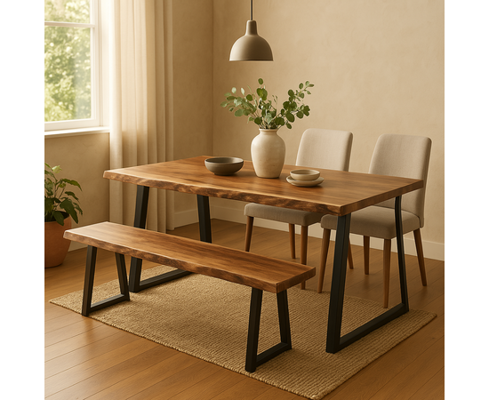 Παγκάκι Miles Slim pakoworld μασίφ ξύλο ακακίας σε φυσική απόχρωση με μαύρα μεταλλικά πόδια 160x40x45εκ - ΚΑΡΕΚΛΕΣ - ΠΟΛΥΘΡΟΝΕΣ ΕΣ. στο Milonadakis.gr