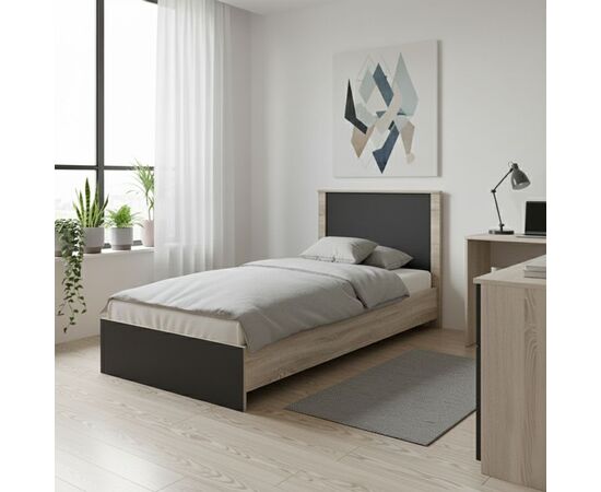 Κρεβάτι Athos pakoworld σε sonoma-ανθρακί απόχρωση 90x190εκ - ΚΡΕΒΑΤΙΑ στο Milonadakis.gr