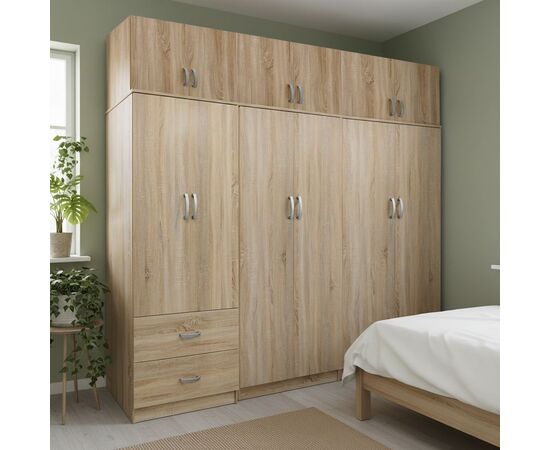 Ντουλάπα εξάφυλλη με πατάρι Lego I pakoworld sonoma 240x42x240εκ - ΝΤΟΥΛΑΠΕΣ στο Milonadakis.gr