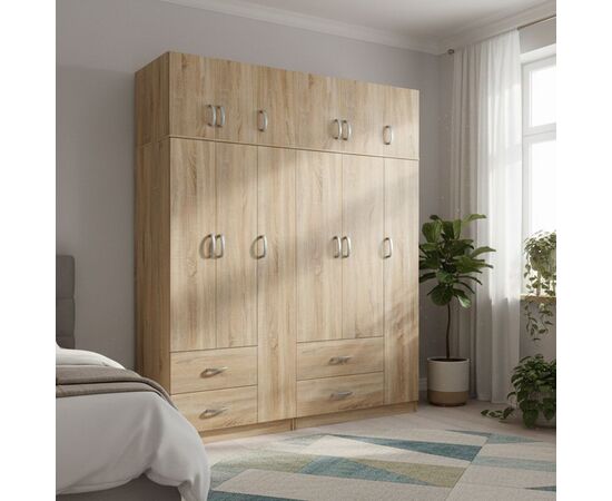 Ντουλάπα εξάφυλλη με πατάρι Lego pakoworld sonoma 180x42x240εκ - ΝΤΟΥΛΑΠΕΣ στο Milonadakis.gr