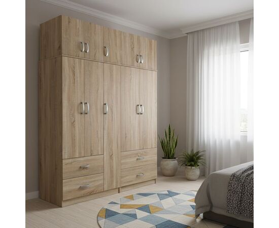 Ντουλάπα πεντάφυλλη με πατάρι Lego pakoworld sonoma 170x42x240εκ - ΝΤΟΥΛΑΠΕΣ στο Milonadakis.gr