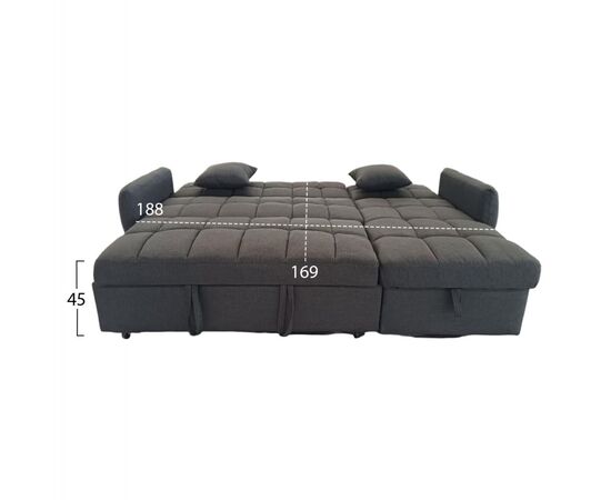 ΓΩΝΙΑΚΟΣ ΚΑΝΑΠΕΣ-ΚΡΕΒΑΤΙ ΑΝΑΣΤΡΕΨΙΜΟΣ NEZU HM3294.01 ΓΚΡΙ ΥΦΑΣΜΑ 213x145x83Υεκ. - ΚΑΝΑΠΕΔΕΣ-ΣΑΛΟΝΙΑ στο Milonadakis.gr