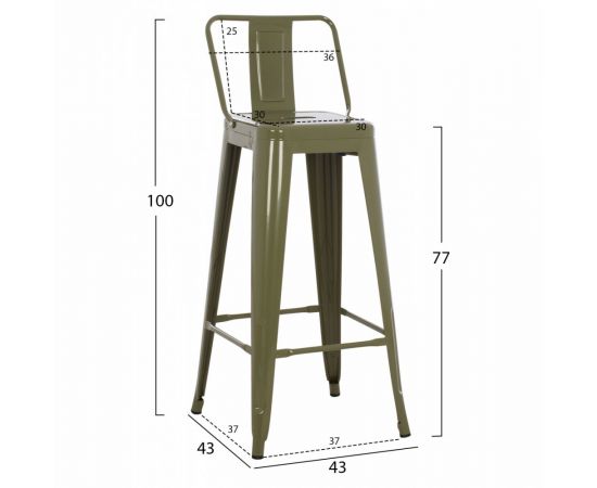 ΣΚΑΜΠΟ BAR ΜΕΤΑΛΛΙΚΟ MELITA ME ΠΛΑΤΗ ΣΕ DARK OLIVE GREEN HM8643.03 43Χ43Χ100εκ. - ΣΚΑΜΠΟ ΜΠΑΡ στο Milonadakis.gr