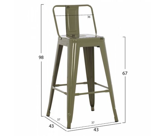 ΣΚΑΜΠΟ ΜΕΣΑΙΟΥ ΥΨΟΥΣ ΜΕΤΑΛΛΙΚΟ MELITA ΣΕ DARK OLIVE GREEN HM8574.03 42x42x98 cm. - ΣΚΑΜΠΟ ΜΠΑΡ στο Milonadakis.gr