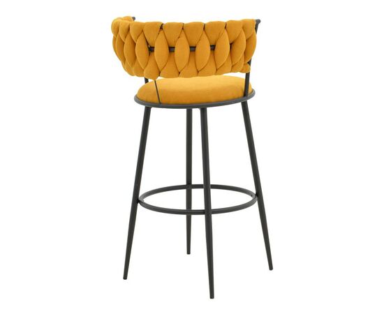 Σκαμπό μπαρ Alkia I pakoworld ύφασμα σε κίτρινη απόχρωση- πόδι μαύρο μέταλλο 50x56x95εκ - ΣΚΑΜΠΟ ΜΠΑΡ στο Milonadakis.gr