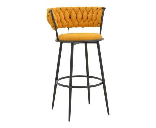 Σκαμπό μπαρ Alkia I pakoworld ύφασμα σε κίτρινη απόχρωση- πόδι μαύρο μέταλλο 50x56x95εκ - ΣΚΑΜΠΟ ΜΠΑΡ στο Milonadakis.gr