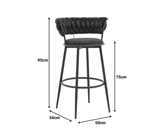 Σκαμπό μπαρ Alkia I pakoworld ύφασμα σε εκρού απόχρωση- πόδι μαύρο μέταλλο 50x56x95εκ - ΣΚΑΜΠΟ ΜΠΑΡ στο Milonadakis.gr